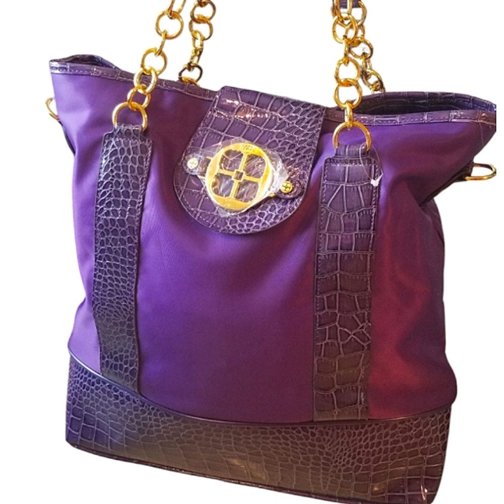 IMAN Purple Large Tote Shoulder Bag Laptop Bag